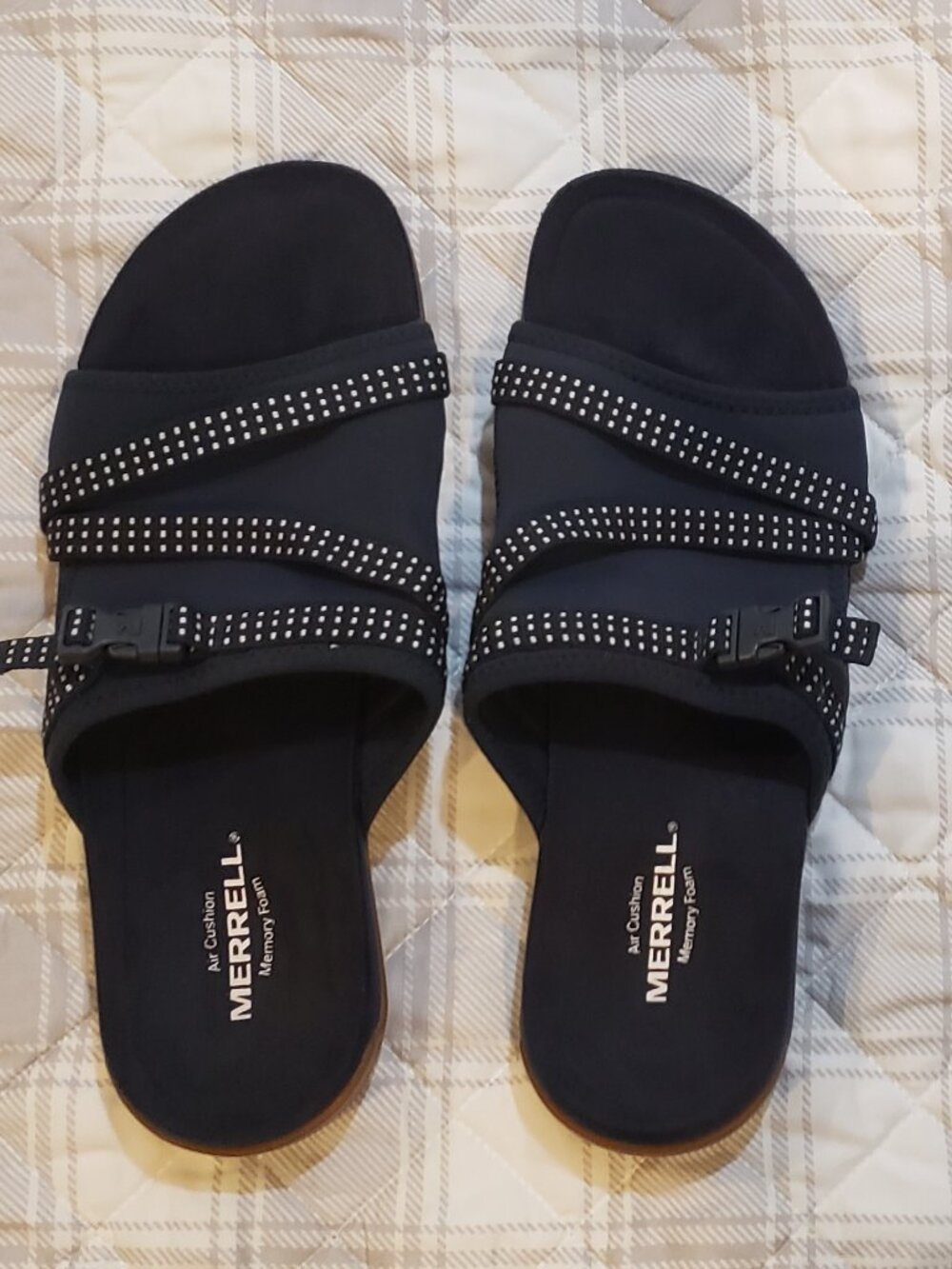 Merrell District Muri Wrap Sandal Navy Stretch Fabric Comfort Slides Women's 10